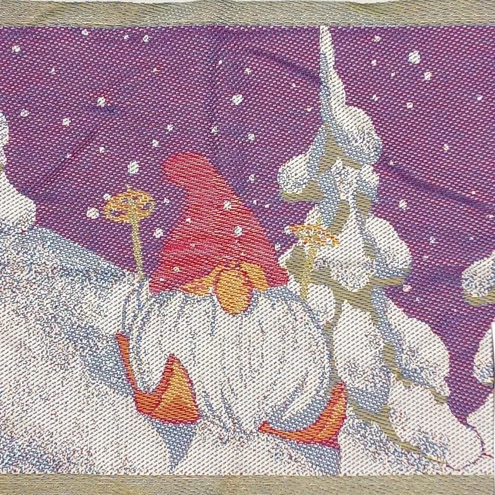 NWT Ekelund Master Weavers Tea Kitchen Towel Wall Hang Gnome Skiing Winter Show
